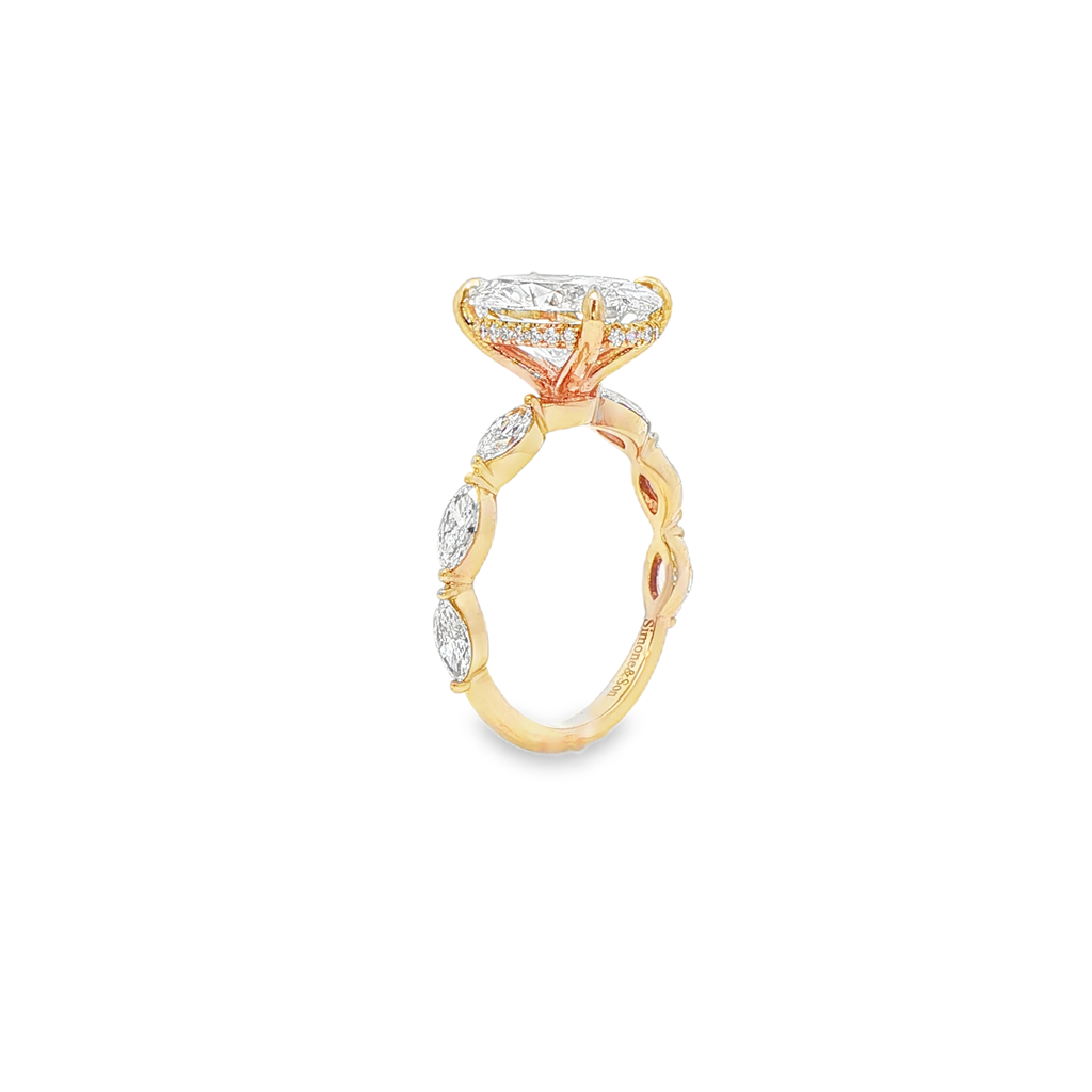 14K Yellow Gold Marquise Shank Lab Grown Diamond Semi-Mount Engagement Ring – 0.81ctw