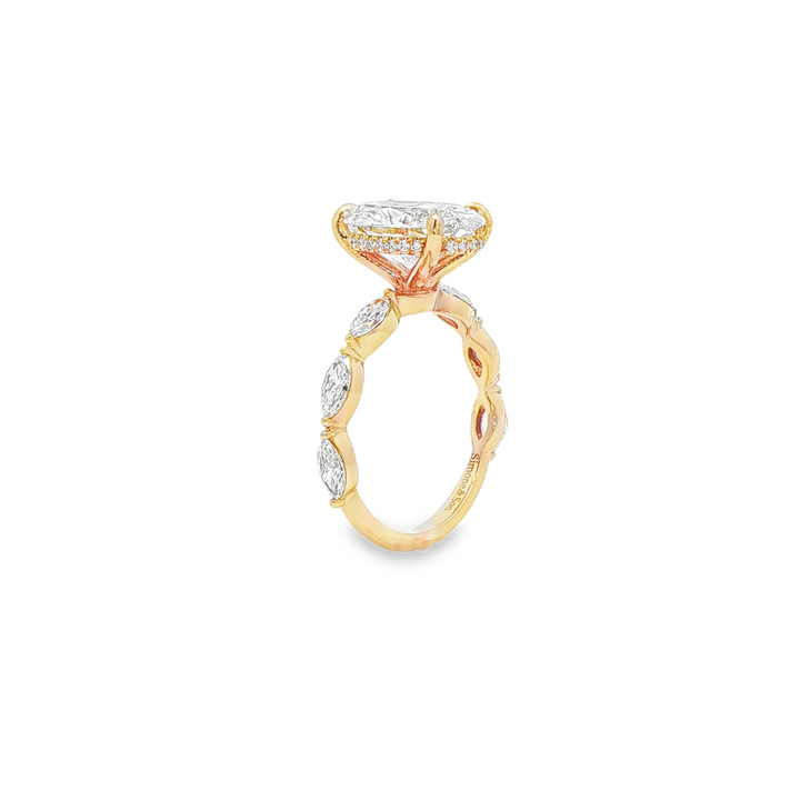 14K Yellow Gold Marquise Shank Lab Grown Diamond Semi-Mount Engagement Ring – 0.81ctw
