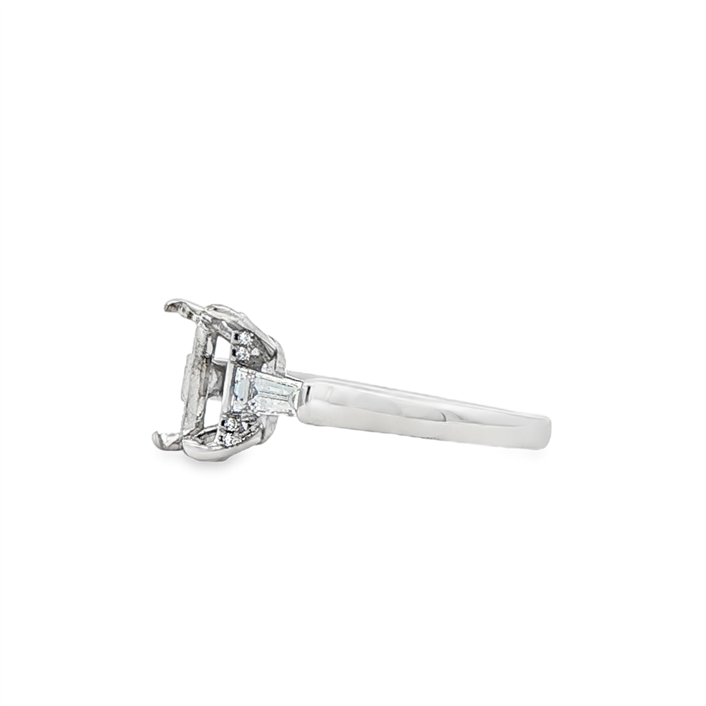18K White Gold Three-Stone Diamond Semi-Mount Ring – 0.39ctw.