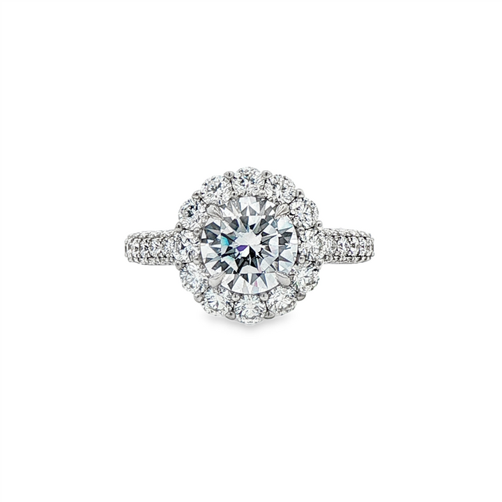 18K White Gold Halo Diamond Semi-Mount Engagement Ring – 2.11ctw.