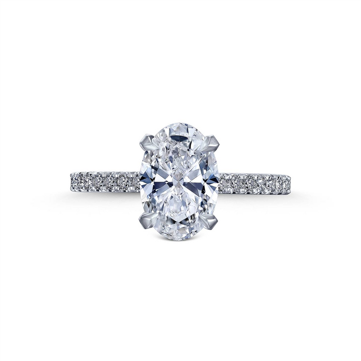 14K White Gold Natural Diamond “Sunflower” Hidden Halo Semi-Mount Engagement Ring – 0.56ctw