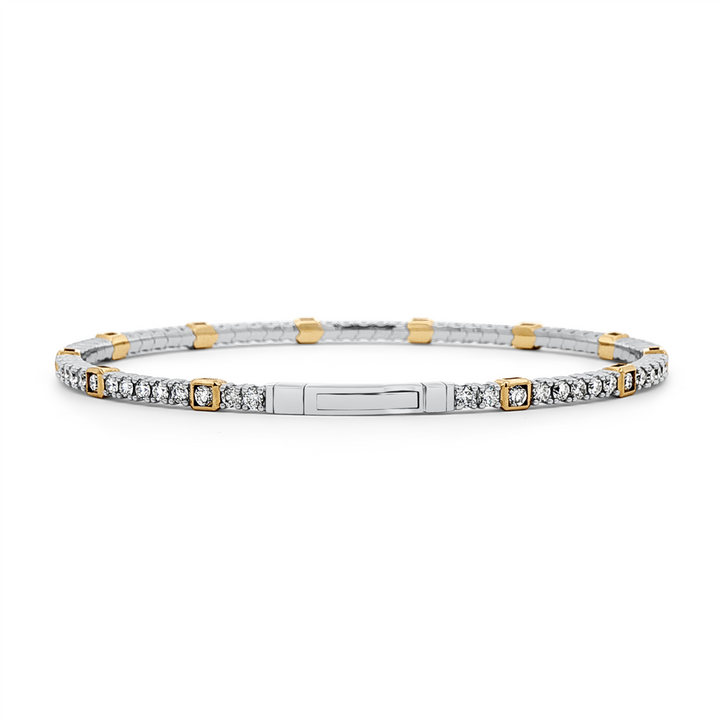 14K White Gold Flexi Bangle with Yellow Gold Bezel – 2.00ctw.
