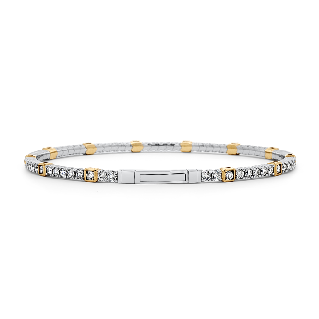 14K White Gold Flexi Bangle with Yellow Gold Bezel – 2.10ctw.