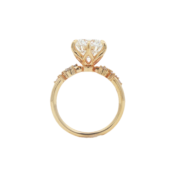 14K Yellow Gold Cluster Lab Grown Diamond Semi-Mount Engagement Ring – 0.26ctw