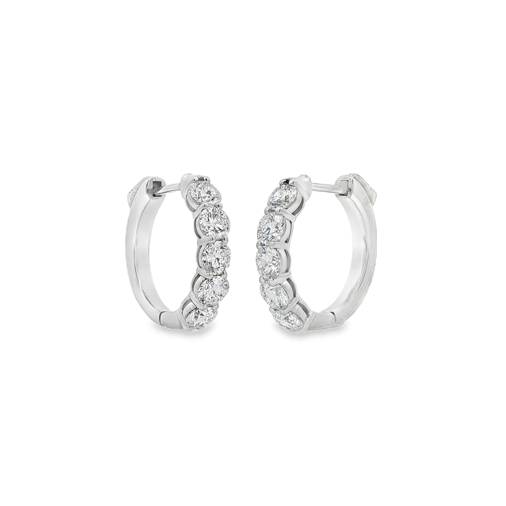 14K White Gold Lab Diamond Hoop Earrings – 1.89ctw, 17.5x3.7mm, DEF VVS, 5.6g