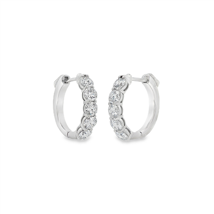 14K White Gold Lab Diamond Hoop Earrings – 1.89ctw, 17.5x3.7mm, DEF VVS, 5.6g