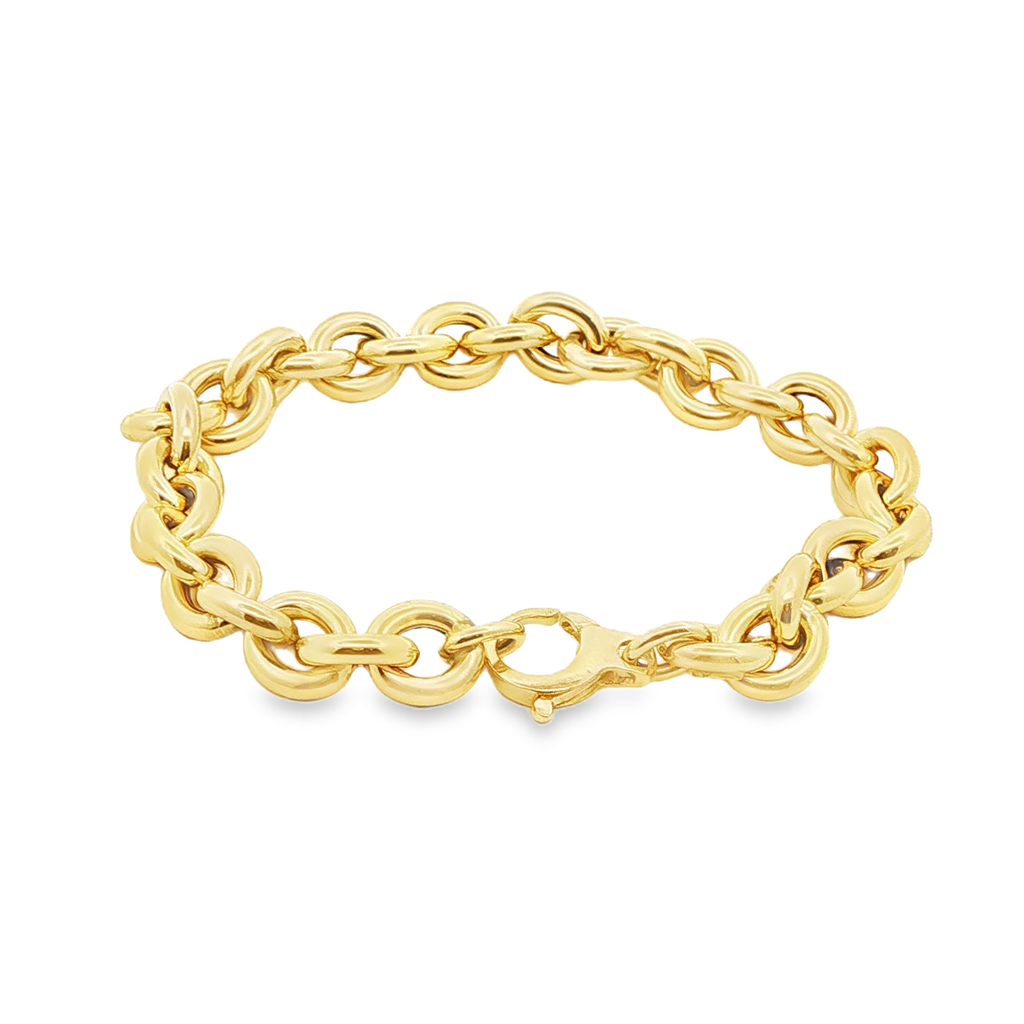 14K Yellow Gold Hollow Puffy Rolo Bracelet – 8.1mm, 7.5", 8.8g
