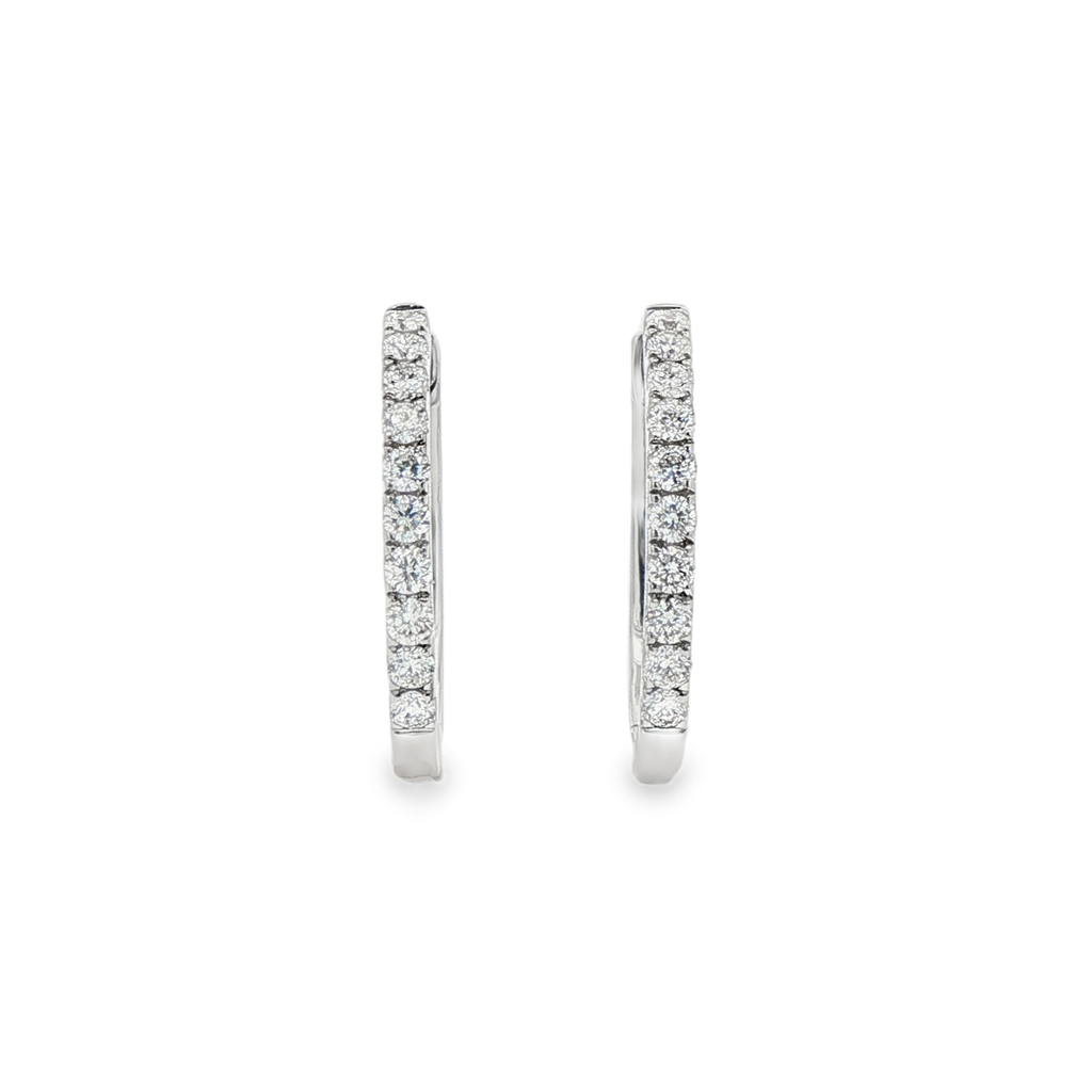 14K White Gold 20x2mm Diamond Oval Hoop Earrings – 0.55ctw.