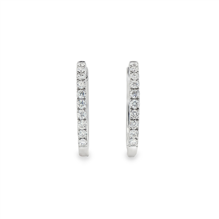 14K White Gold 20x2mm Diamond Oval Hoop Earrings – 0.55ctw.