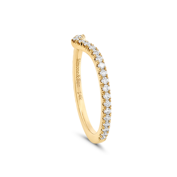 14K Yellow Gold Natural Diamond Chevron Band - 0.26ctw.