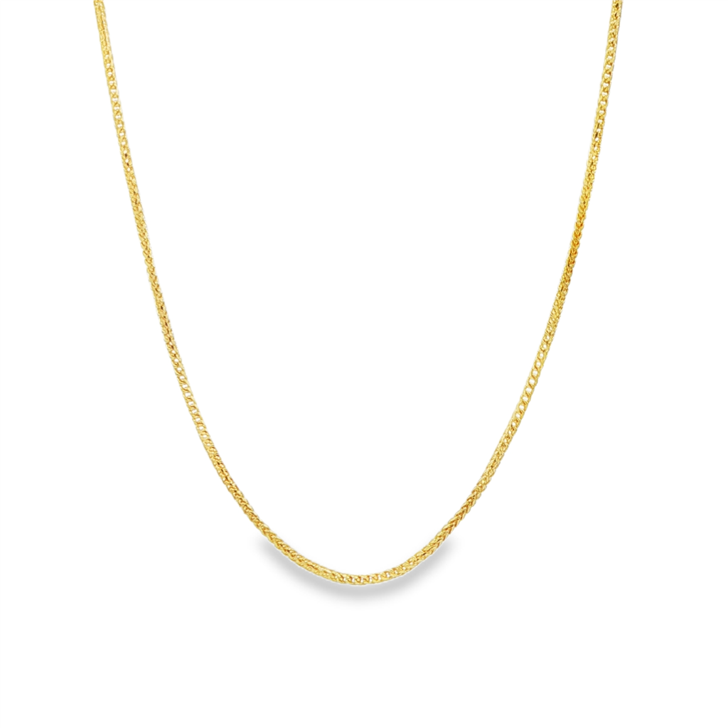 14K Yellow Gold 1mm Diamond-Cut Adjustable Franco Chain