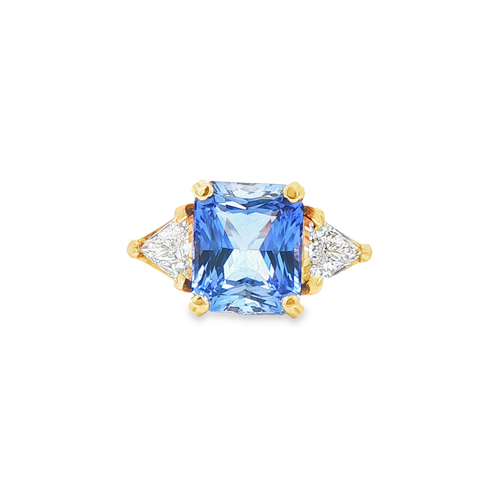 14K Yellow Gold Octagonal Sapphire & Diamond Ring – 5.21ct Sapphire, 0.40ctw Diamonds