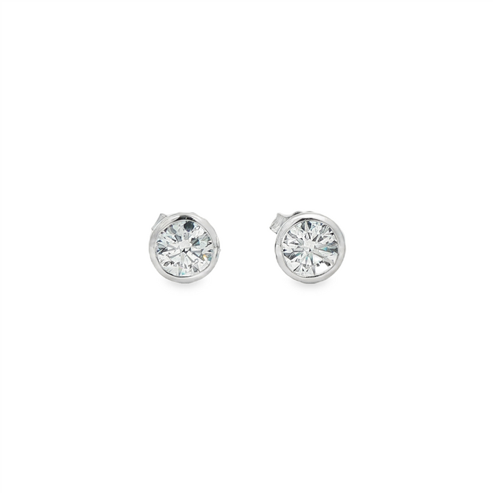 14K White Gold Lab Diamond Bezel Stud Earrings – 1.04ctw