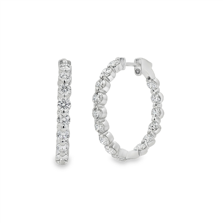 14K White Gold 27mm Inside-Out Lab Grown Diamond Hoop Earrings – 3.94ctw.