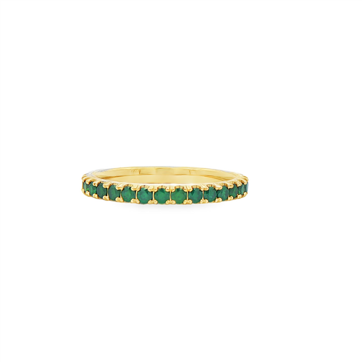 14K Yellow Gold Forest Green Natural Diamond Band – 0.46ctw, RN-149, Size 6.5, 2.7g