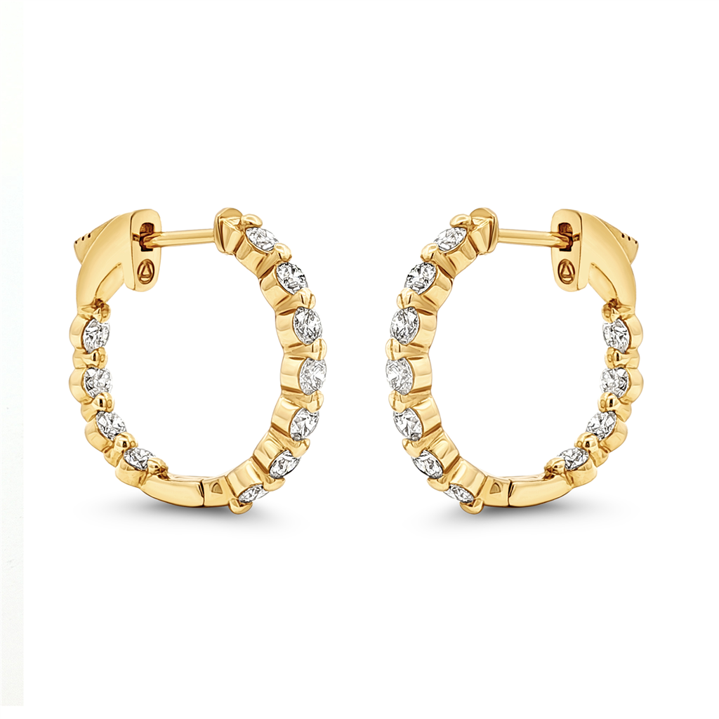 14K Yellow Gold Inside-Out Lab Diamond Hoop Earrings – 1.23ctw.