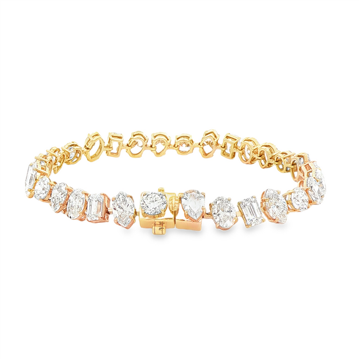 14K Yellow Gold Fancy Shape Lab Diamond Tennis Bracelet – 15.75ctw