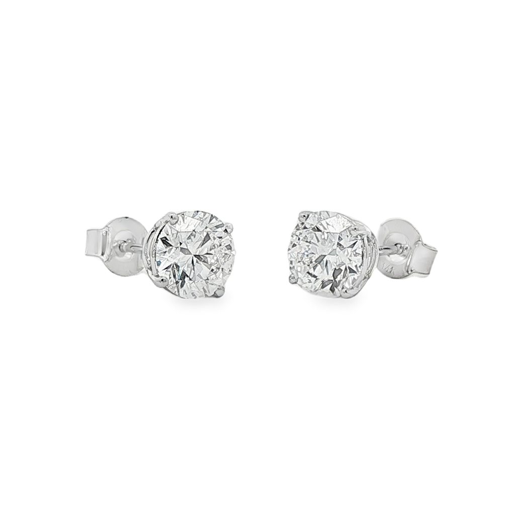 14K White Gold Lab Grown Diamond Stud Earrings – 3.02ctw.
