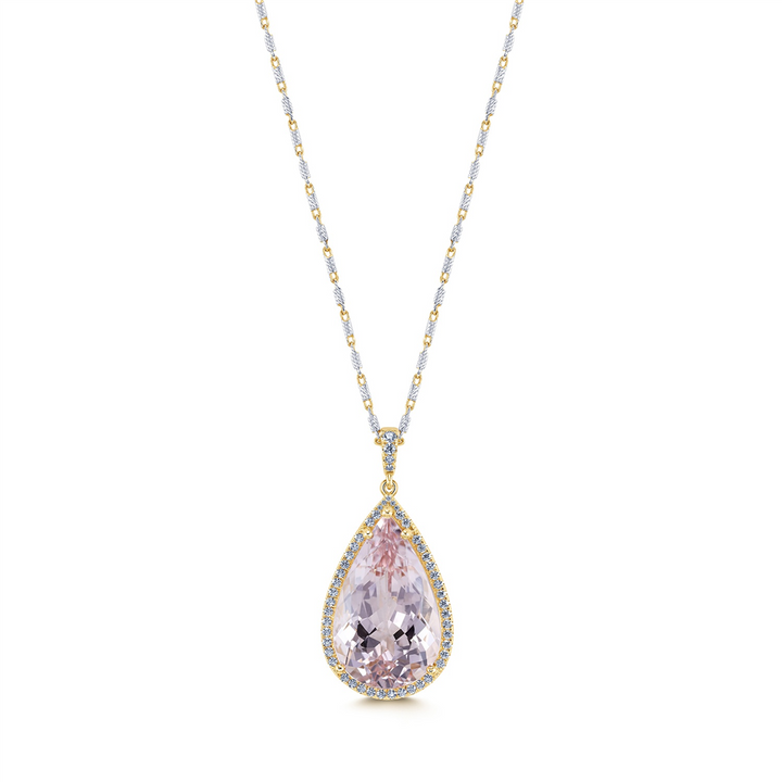 18K Yellow Gold 19.00ct Pear Shape Morganite Pendant