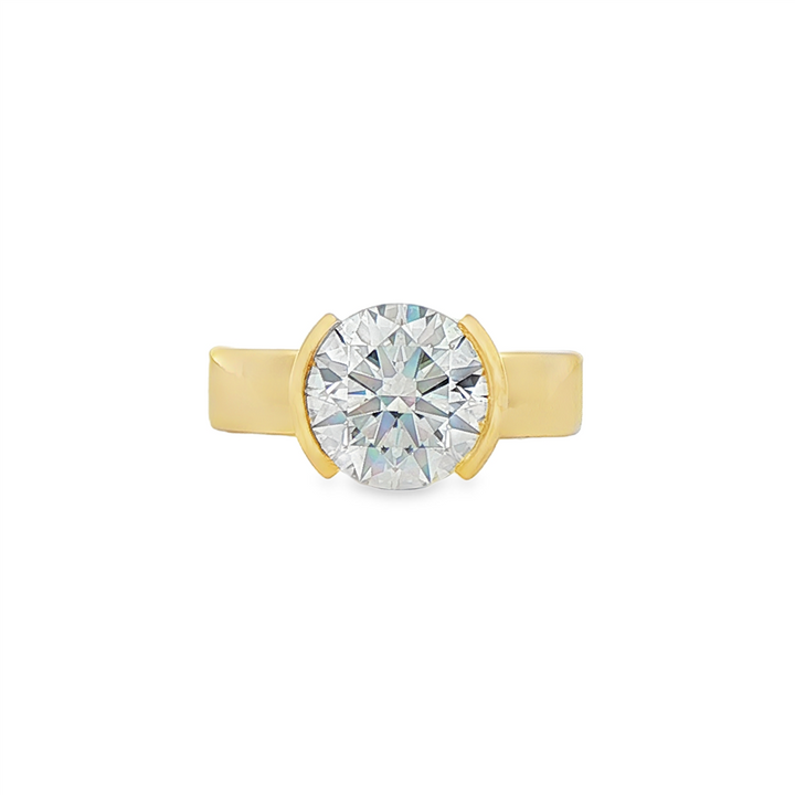 14K Yellow Gold Semi-Bezel Lab Diamond Engagement Ring – 3.11ct Center