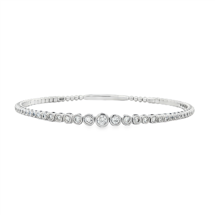 14K White Gold Graduated Bezel Diamond Flexi Bracelet - 1.00ctw.