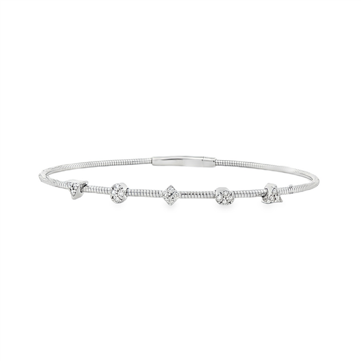 14K White Gold Multi-Shape Diamond Flexi Bangle – 0.18ctw.