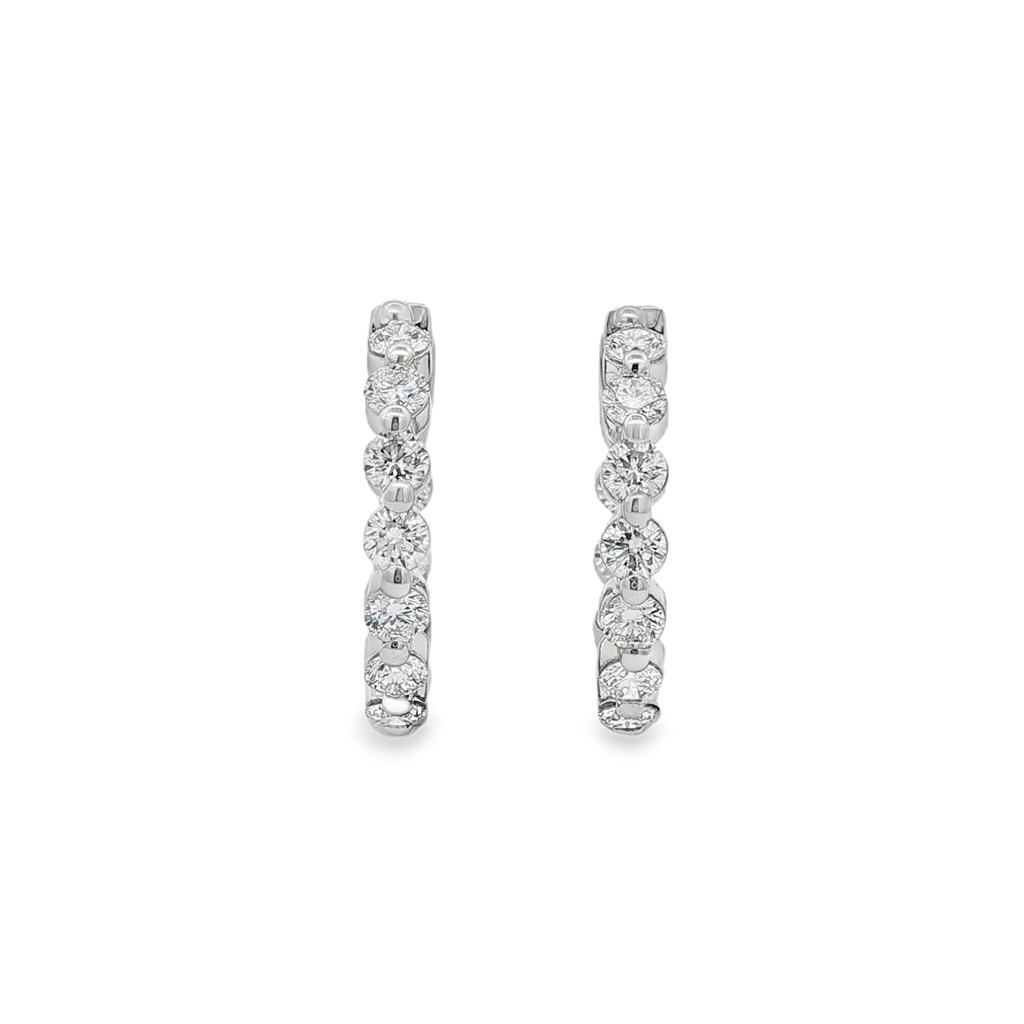 14K White Gold Inside-Out Lab Diamond Hoop Earrings – 19.8x3mm, 1.96ctw, 5g