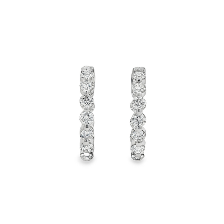 14K White Gold Inside-Out Lab Diamond Hoop Earrings – 19.8x3mm, 1.96ctw, 5g