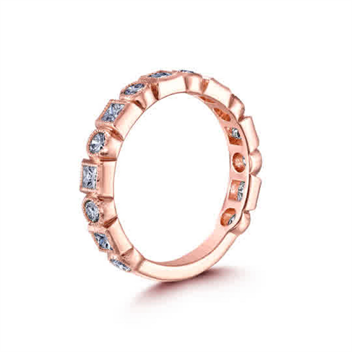 14K Rose Gold Diamond Wedding Band 0.81ctw.