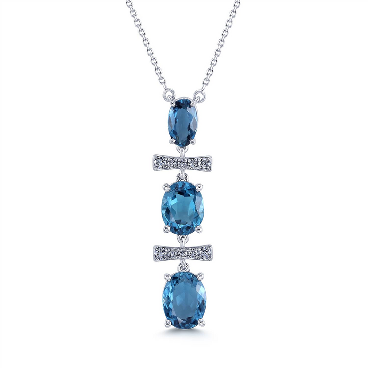 14K White Gold Blue Topaz Pendant - 2.34ctw.