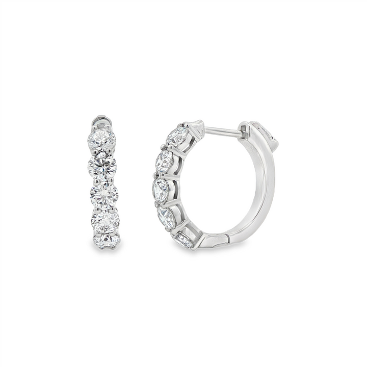 18K White Gold Natural Diamond Hoop Earrings – 2.01ctw, 17.5x3.7mm, 6.3g