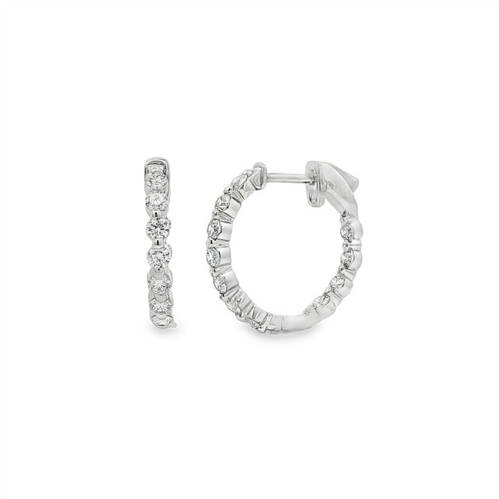 14K White Gold Inside-Out Lab Diamond Hoop Earrings – 18.9x2.5mm, 1.22ctw, 4g