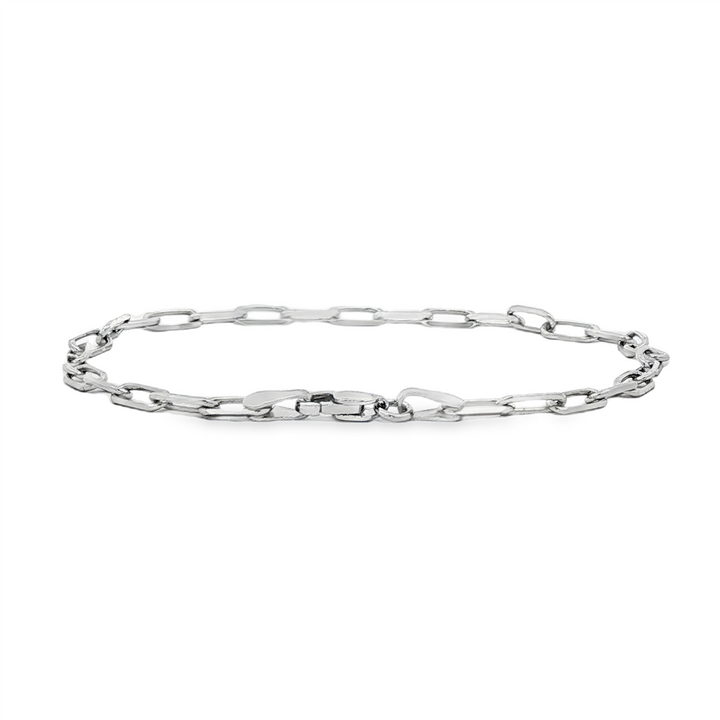 14K White Gold Polished Paperclip Bracelet 3.1mm Wide 7"