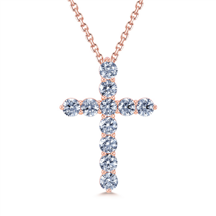 14K Rose Gold Diamond Cross Pendant 1.10ctw.