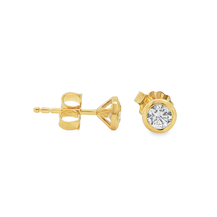 14K Yellow Gold Lab Diamond Bezel Stud Earrings – 0.76ctw, VVS2–VS1, D–E, 1g