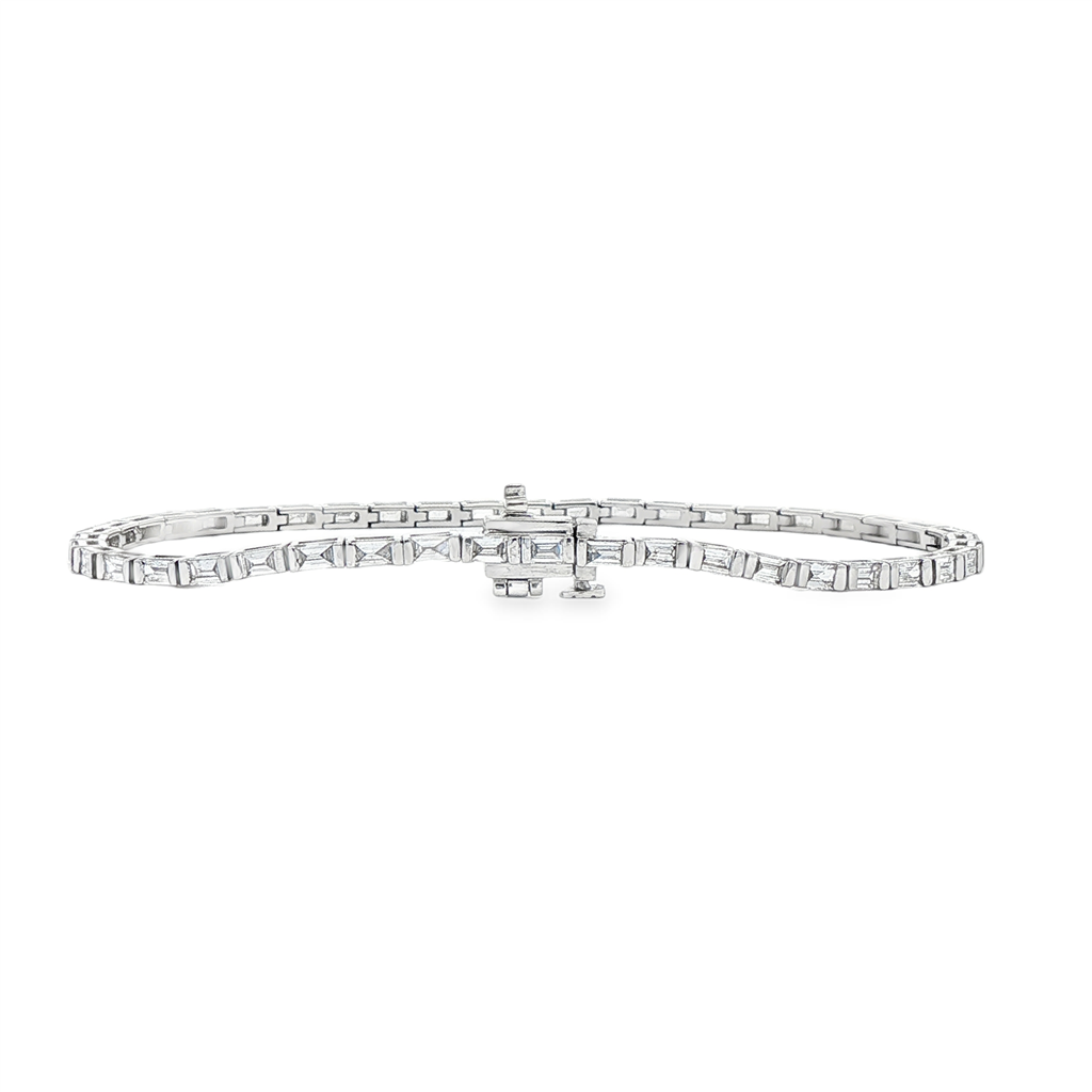 14K White Gold Lab-Grown Diamond Baguette Tennis Bracelet – 7", approx. 2.54 CTW, 8.35g