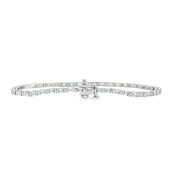 14K White Gold Lab-Grown Diamond Baguette Tennis Bracelet – 7", approx. 2.54 CTW, 8.35g