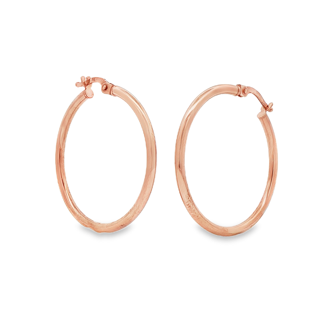 14K Rose Gold Hoop Earrings 25x2mm – 1.6g