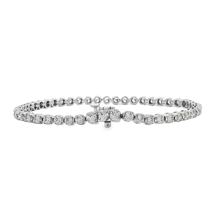 14K White Gold 3.5mm Natural Diamond Tennis Bracelet – 3.13ctw.