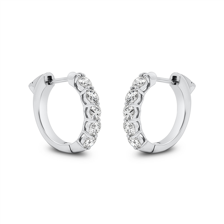 18K White Gold Natural Diamond Hoop Earrings – 1.07ctw, 16x3.1mm, 5.2g