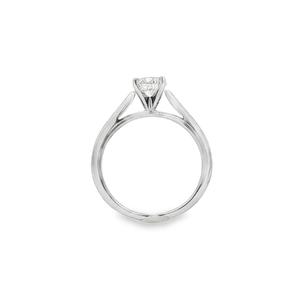 14K White Gold 2.4mm Estate Engagement Ring – 0.80ct Round Diamond