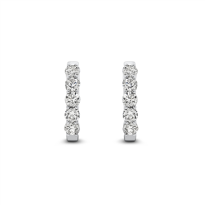 14K White Gold 16x3mm Natural Diamond Oval Hoop Earrings – 1.02ctw.