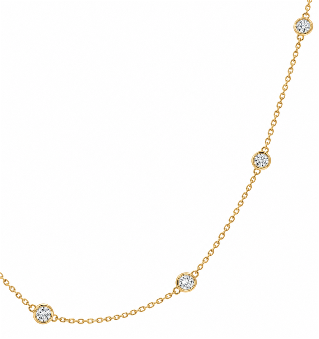14K Yellow Gold Natural Diamond by the Yard Necklace – 1.55ctw
