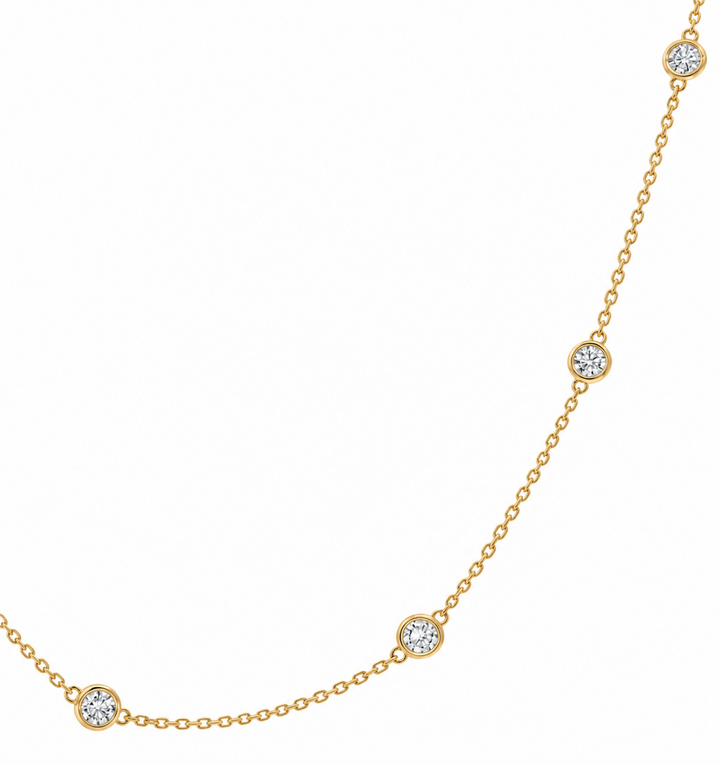 14K Yellow Gold Natural Diamond by the Yard Necklace – 1.55ctw
