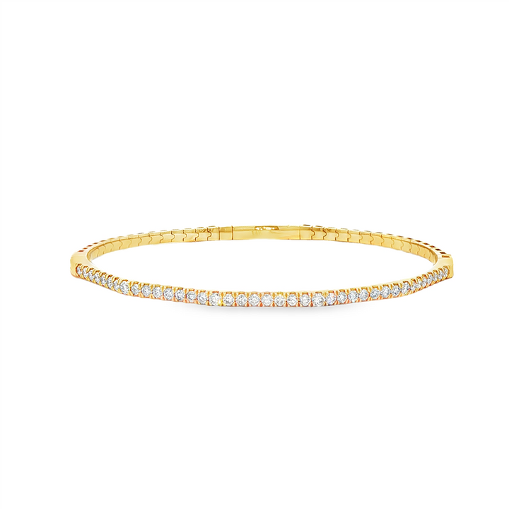 14K Yellow Geometric Diamond Flexi Bangle – 2.4mm, 0.90ctw, 7.3g