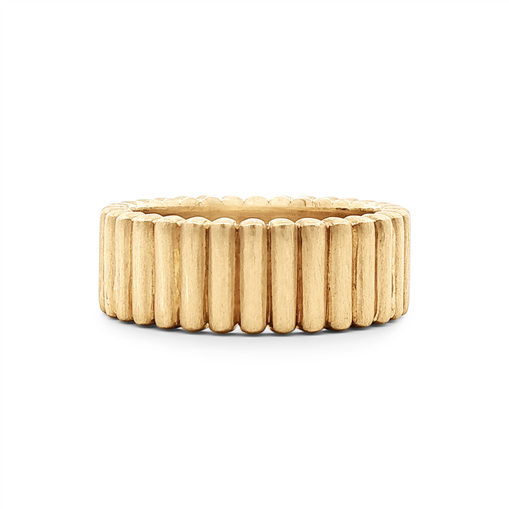14K Yellow Gold Fluted Band – 7.35mm, Matte Finish, 10.2g