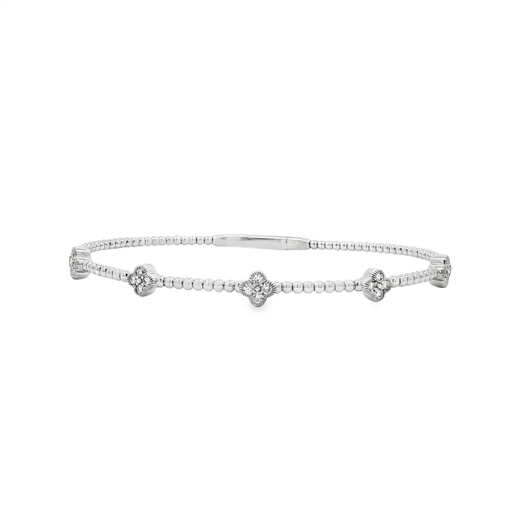 14K White Gold Small Five-Flower Diamond Flexi Bracelet – 0.35ctw.