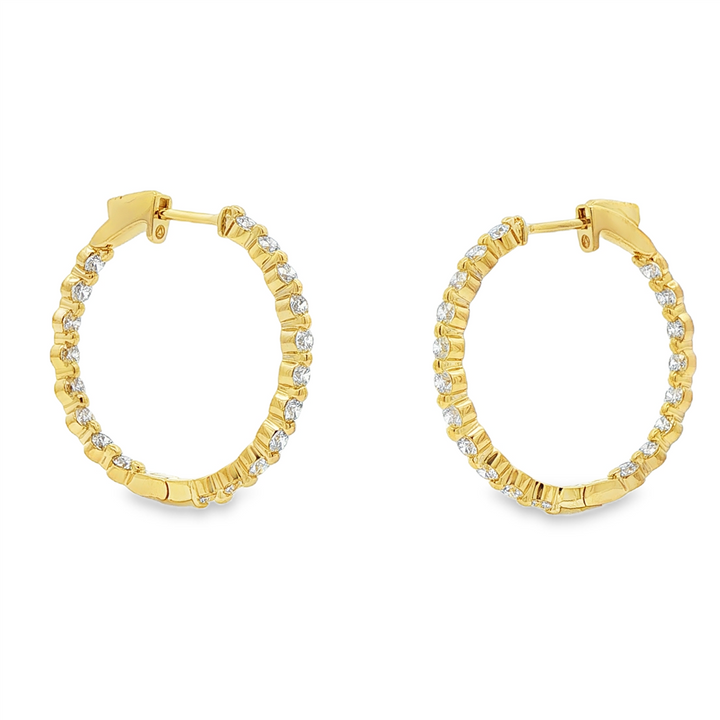 14K Yellow Gold Inside-Out Lab Diamond Hoop Earrings – 26.5x2.5mm, 2.10ctw, 5.5g