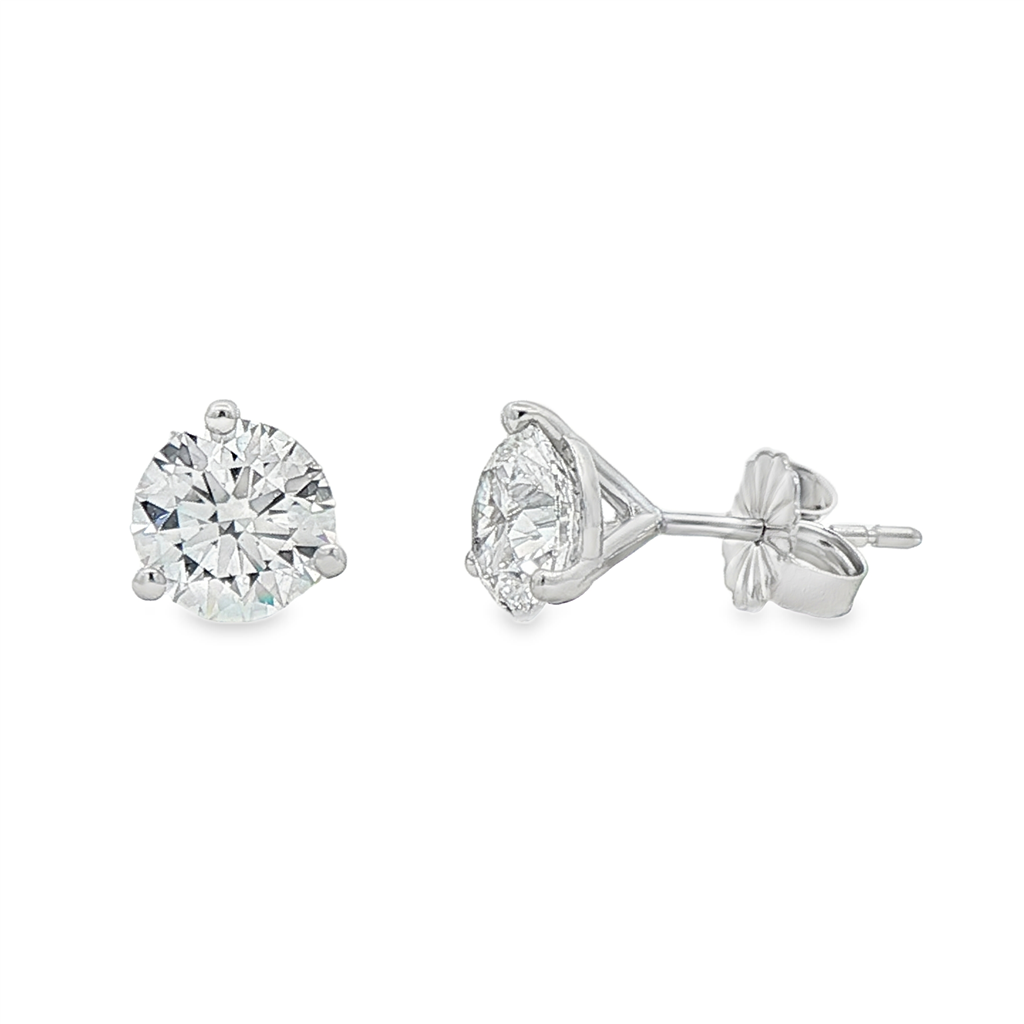 14K White Gold Lab Diamond Stud Earrings – 2.06ctw, VVS2-D