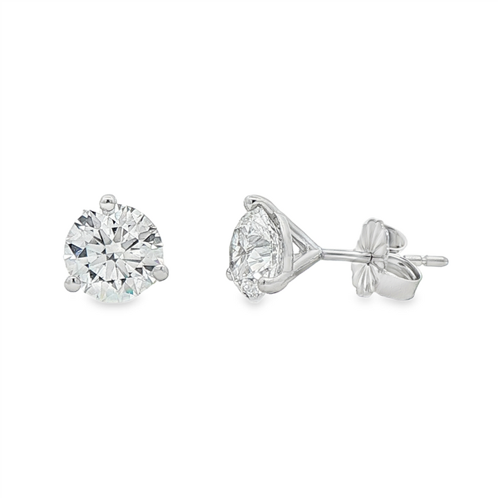 14K White Gold Lab Diamond Stud Earrings – 2.06ctw, VVS2-D